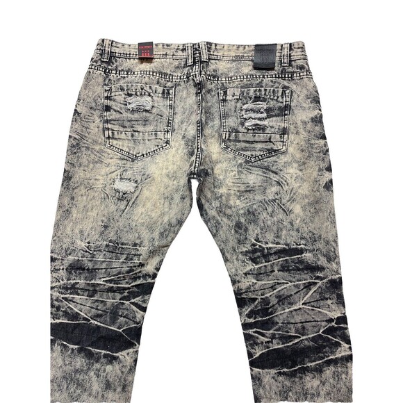 Contender Premium Men's Slim Straight Leg Patched Distressed Jeans Size 40x34 - Picture 4 of 15